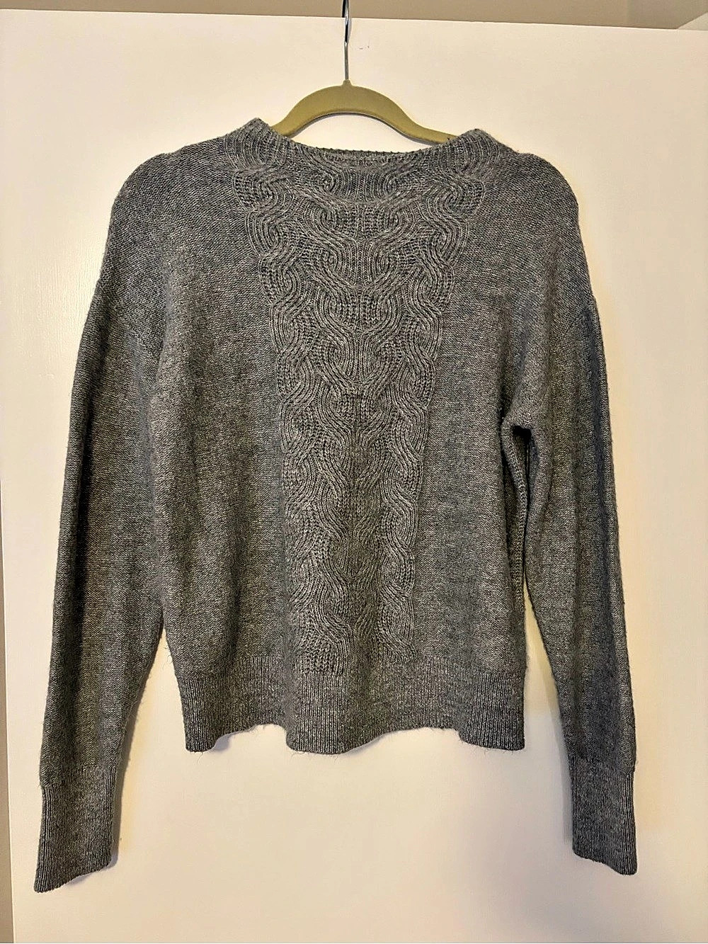 Banana Republic Center Front Cable-Knit Pullover Sweater Gray Medium